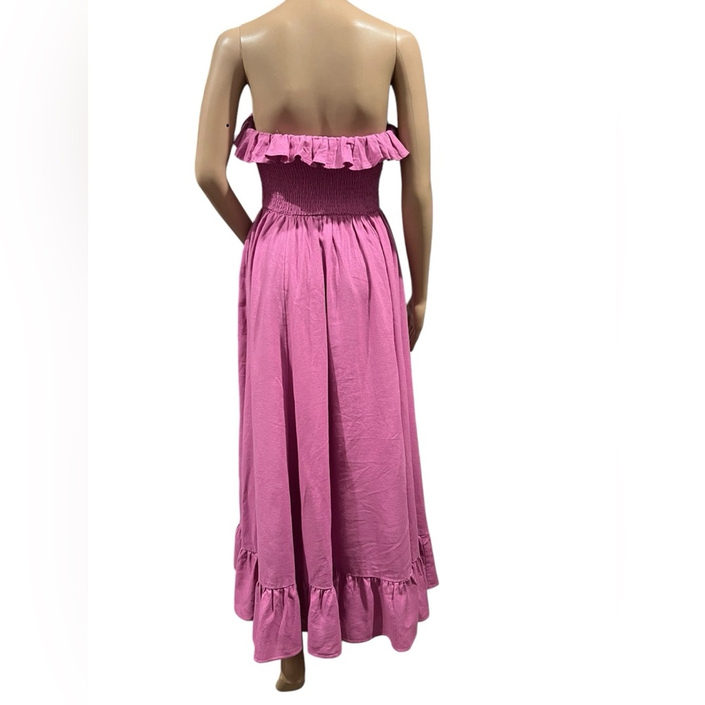NWOT FREE PEOPLE Dress Womens Lush Life Linen Strapless Midi Opera Mauve Size S - Picture 10 of 16